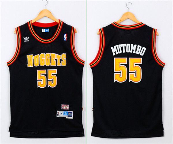 Men Denver Nuggets 55 Mutombo Black Adidas NBA Jerseys